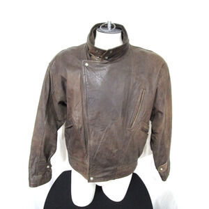 VTG 90's J Riggings Brown Leather Motorcycle Jacket Men Sz L